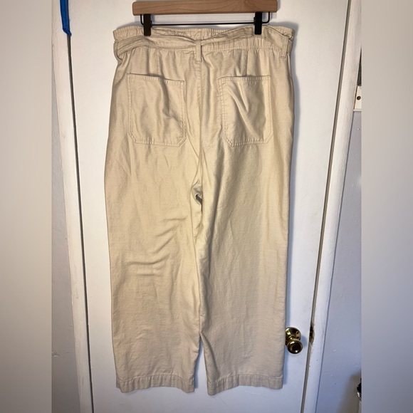 J Crew Factory Women's Twill Paper Bag Pants - Dusty Ivory Size 16 With Tie Belt - Picture 5 of 9